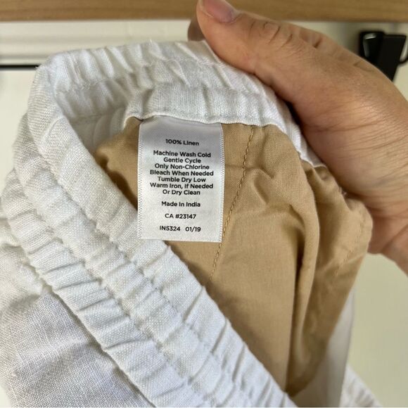 Talbots White with Nude Pockets Relaxed Fit Linen Pants size 12 NWOT - Picture 6 of 8